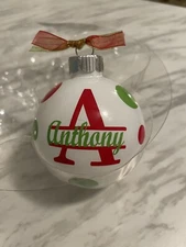 personalized christmas ornaments Polka Dot With Monogram.