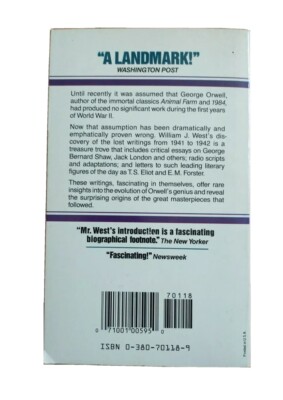 GEORGE ORWELL: LOST WRITINGS By W. J. West *Excellent Condition