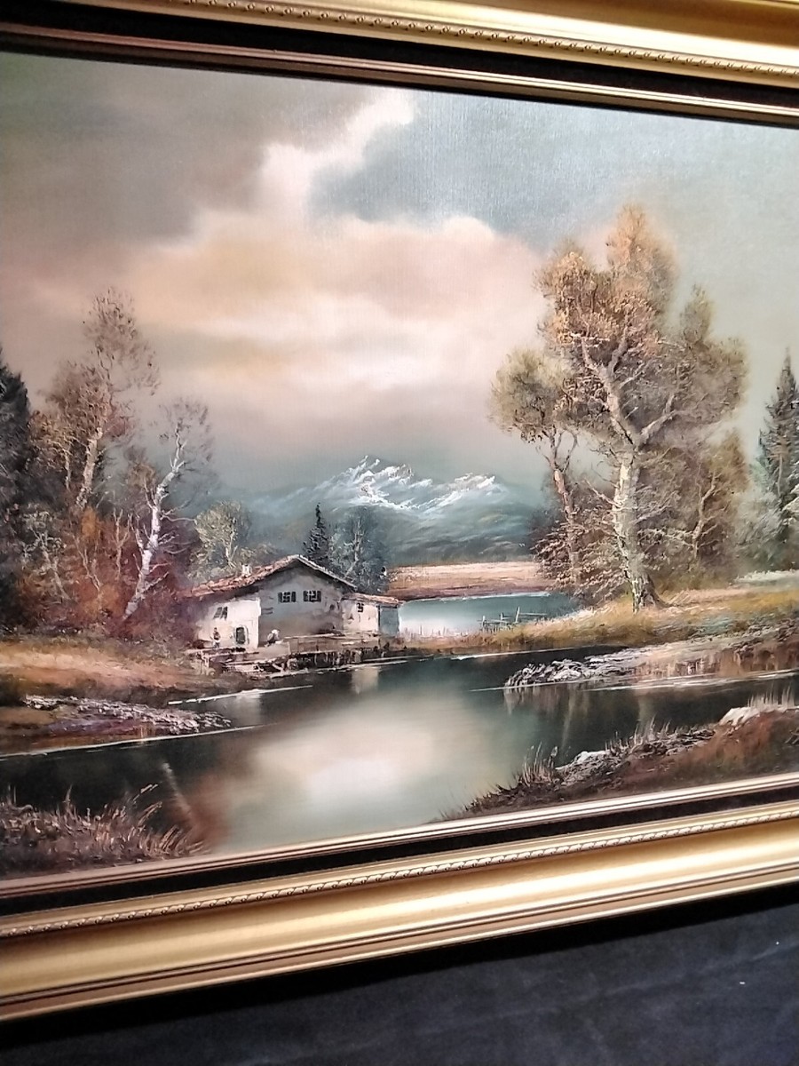 Sighned 1950s Heinz Ross Original Oil Painting On Canvas In