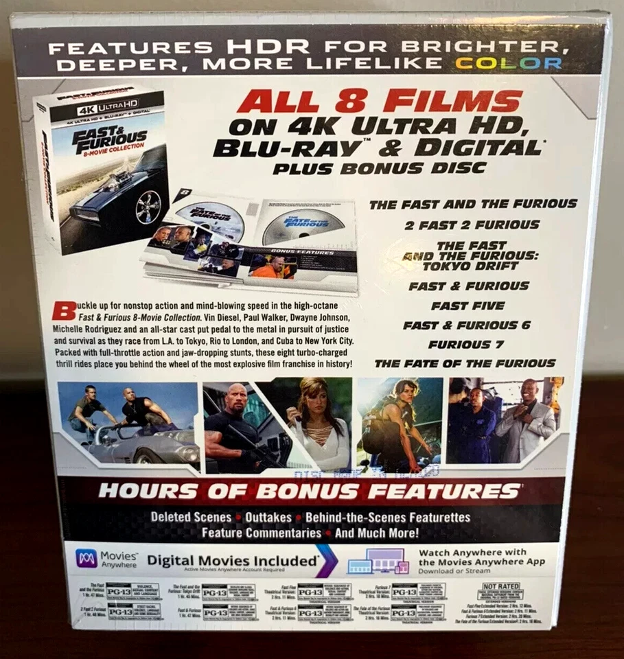Fast & Furious: 8-Movie Collection (4k Ultra HD + Blu-Ray + Digital) NEW/SEALED - Image 2 of 3