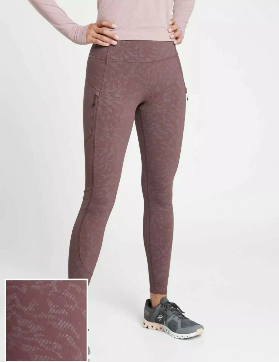 NWT Athleta Rainier Reflective Printed Tight Leggings Medium Dusty Pink SP  $109