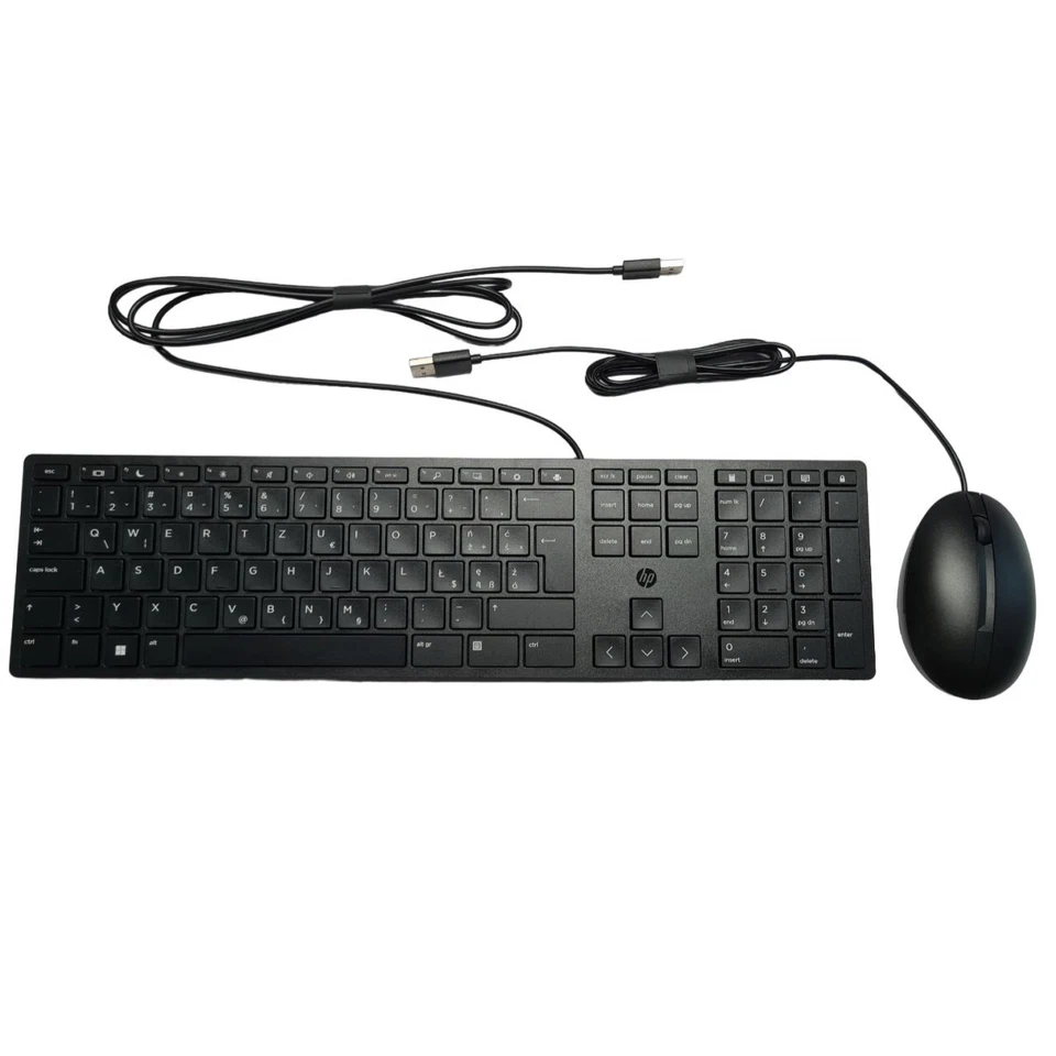 HP Keyboard Mouse Set 320MK USB Wired Black Slim Quiet QWERTZ German Swiss PL - Image 2 of 4