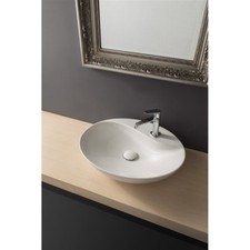 Lavandino Lavabo da appoggio Design Moai 55R in Ceramica Bianca