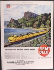 Vintage Magazine Ad 1948 RPM Delo Union Pacific City of Portland Diesel Train