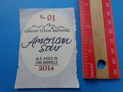 Sammlerstück Bier Aufkleber ~ ~ Grand Teton Brewing American Sour Ale Aged IN
