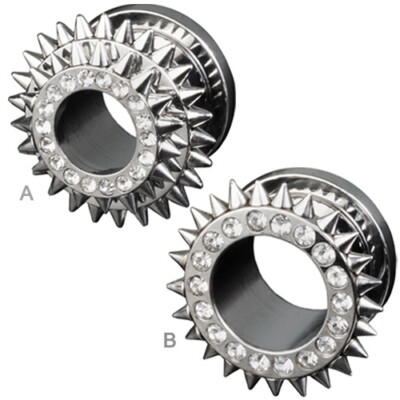 1,6 - 12mm Flesh Tunnel Plug Zirkonia Spitzen Spikes Gothic Punk TNC2