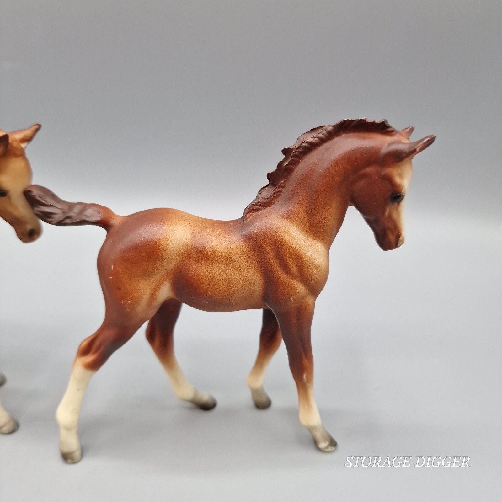 VTG Unmarked Classic Arabian Family Brown Chestnut Foal Model Horse - Lot of 3