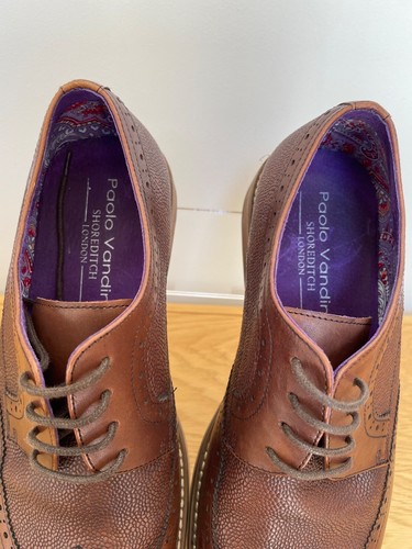 Paolo Vandini Mens Leather Brogue Smart Shoes Tan Brown 9 UK 43 EU - Picture 7 of 19