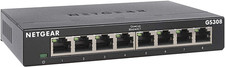8-Port Gigabit Ethernet Unmanaged Essentials Switch GS308 - Home Network Hub,