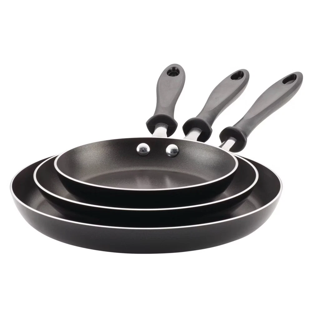 Farberware Reliance 3pc Aluminum Nonstick Frying Pan Set Black: Kitchen