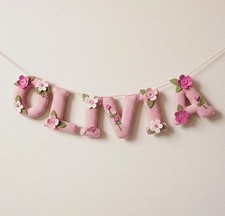 Custom Name Garland , Flowers Custom Name Decor, Felt Name, Felt Name Garland, N