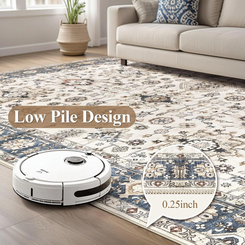 Area Rugs for Living Room: 5X7 Washable Rug Vintage Pattern Large Non-Slip Stain - Picture 5 of 8