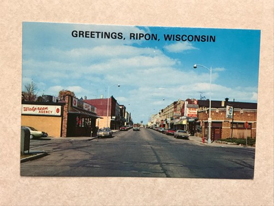 #ad O609 Vintage Postcard Greetings from Ripon Wisconsin WI Main Street View $4.99