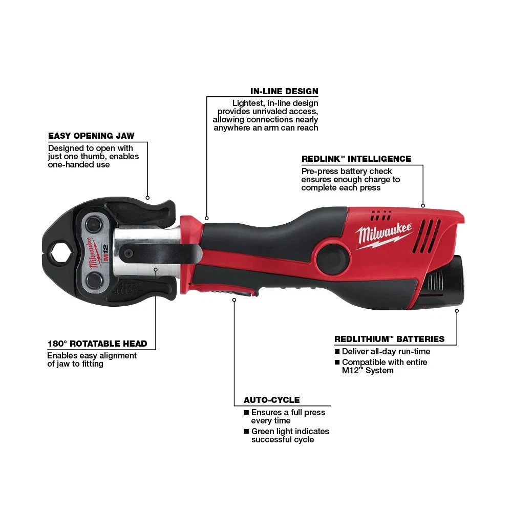 Kit de herramientas de prensa Force Logic Milwaukee 2473-80 M12 12V - Reacondicionado