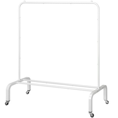 Metal Clothing Rack with Wheels, 43.3 Inches Rolling Clothes Garment Coat Rac...
