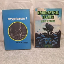 Brian Aldiss Lot Of 2 Vtg Sci Fi Novels HCDJ Cryptozoic! Neanderthal Planet BCE