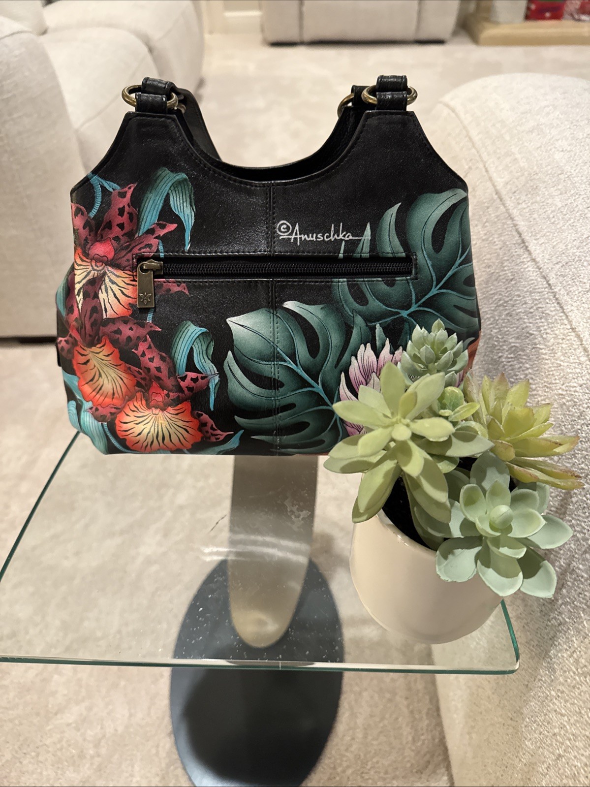 Anushka Shoulder Bag Multicolor Leather Hand painted EUC Excellent Condition!