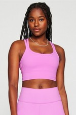 Fabletics Principal Longline Medium Impact Sports Bra electric orchid XS