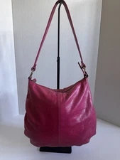 HOBO Original Pink Distressed Leather Shoulder Hobo Boho Shoulder Hand Bag Purse