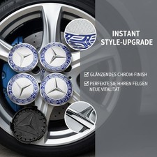 4x für Mercedes-Benz Nabenabdeckung Nabendeckel Radkappen Blau 75mm