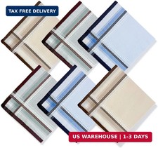 6 Pack Men's Handkerchiefs, 100 Soft Cotton 16x16 Inch Checkered Pocket Squares