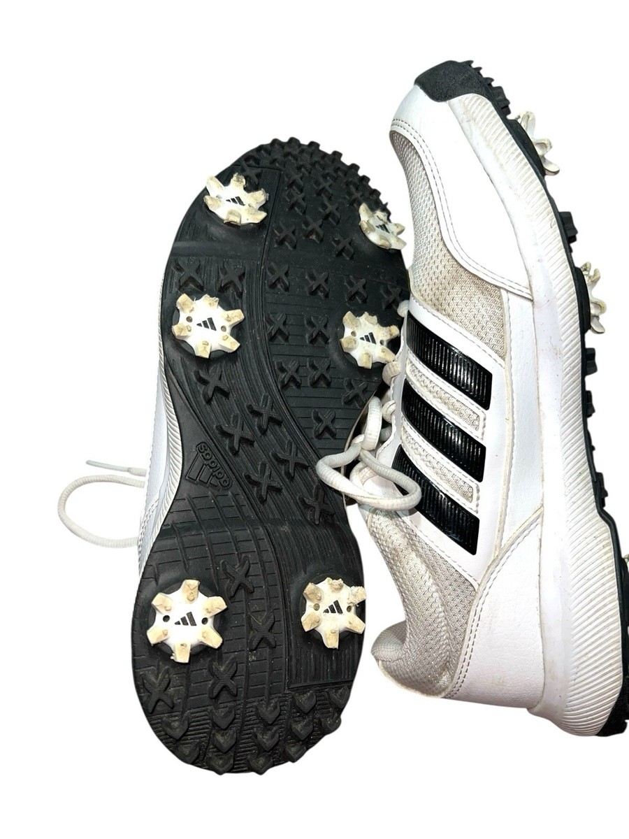 Mens Adidas Golf Shoes Cleats Black+ White EVM 004001 Size 7.5