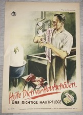 Original Unfallverhütungsplakat Nr. 472 - Hautpflege - ca. 1930/40 - DIN A4