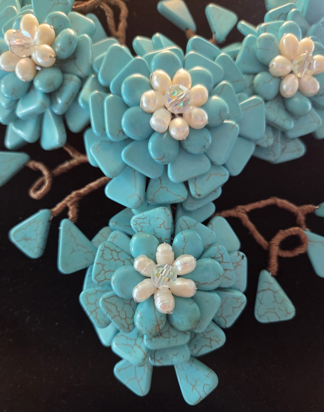 AeraVida Dramatic Floral Simulated Turquoise Stat… - image 2