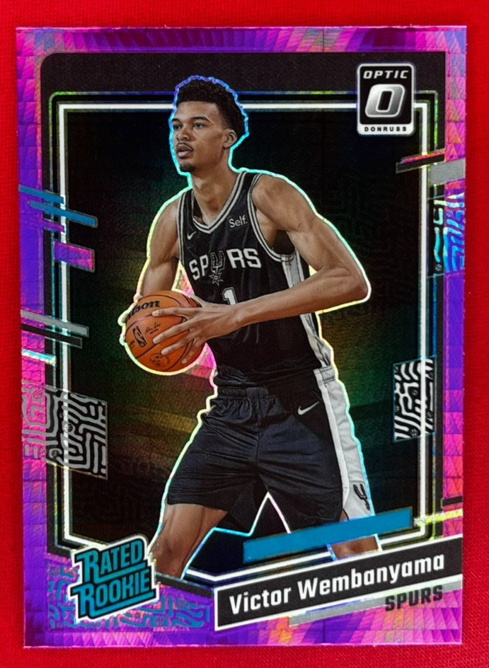 VICTOR WEMBANYAMA RC Rookie - Hyper Pink Prizm 2023-24 Panini Optic #225