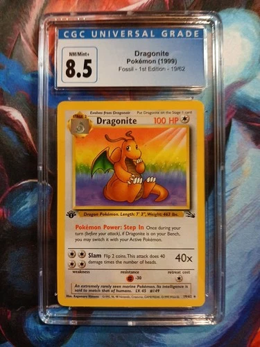 Dragonite 19/62 Fossil Regular 1st Edition CGC 8.5 NM/MINT