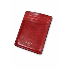 Bosca 1911 Cognac Leather Magnetic Money Clip Front Pocket Card Case Wallet Mens