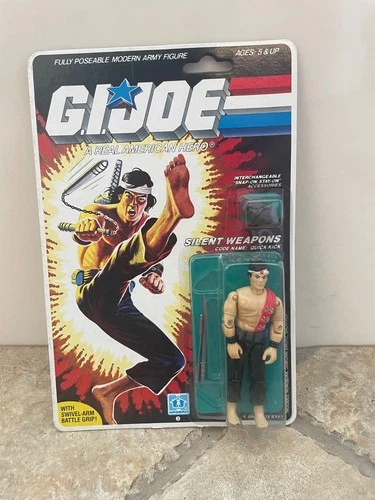 Gi Joe 1985 Quick Kick 100% Complete on Full File Card, Blisters Cut at edges