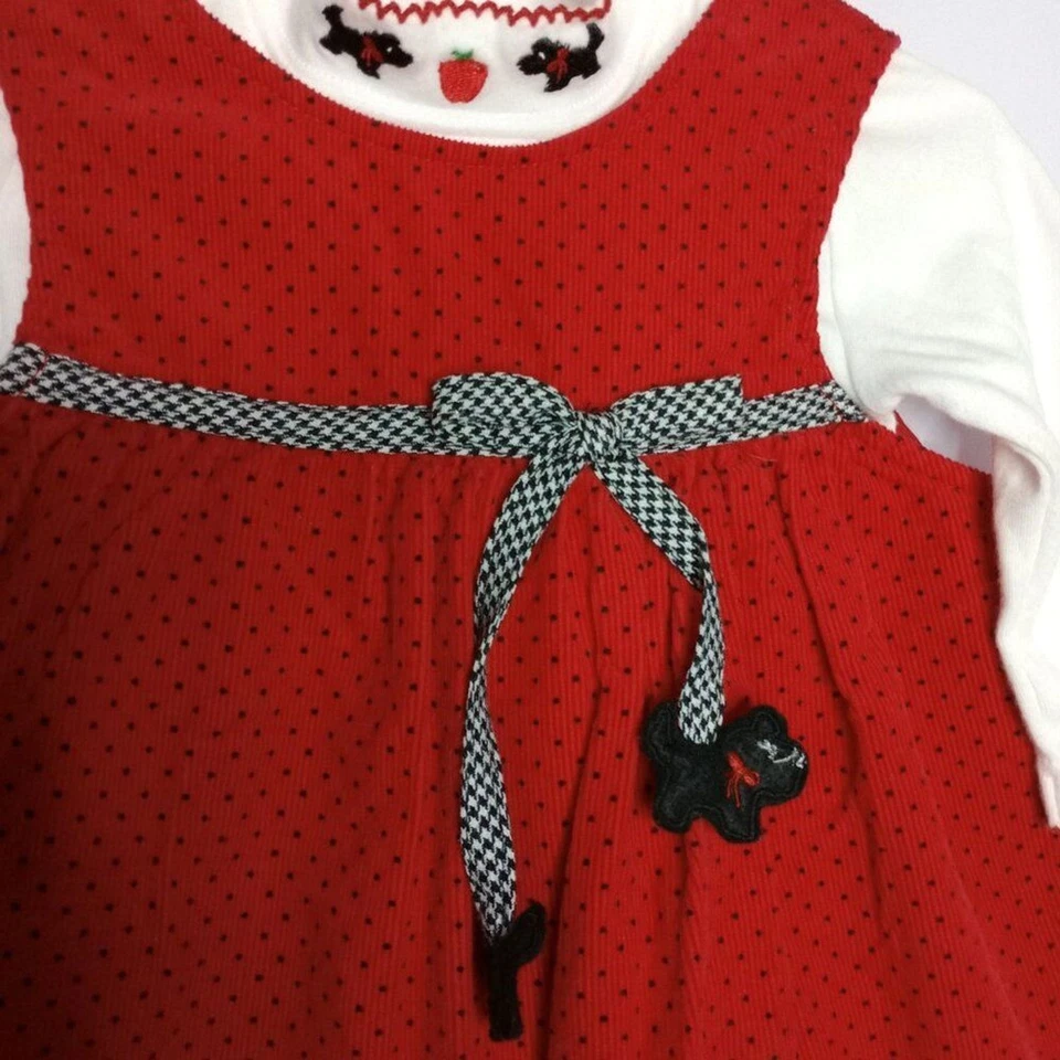 Conjunto Body Vestido Pana Rojo 2 Piezas Ediciones Raras Vacaciones Niñas Niño Pequeño 18M Foto 3 de 4