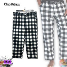 NWOT Club Room Men's XXL Fleece Pajama Pants Plaid Black  White