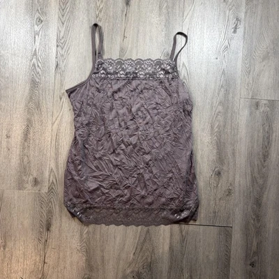 Maurices Camisole Tank Top Womens 2 Purple Lace Trim Crinkle Stretch Layering - Image 1 of 4