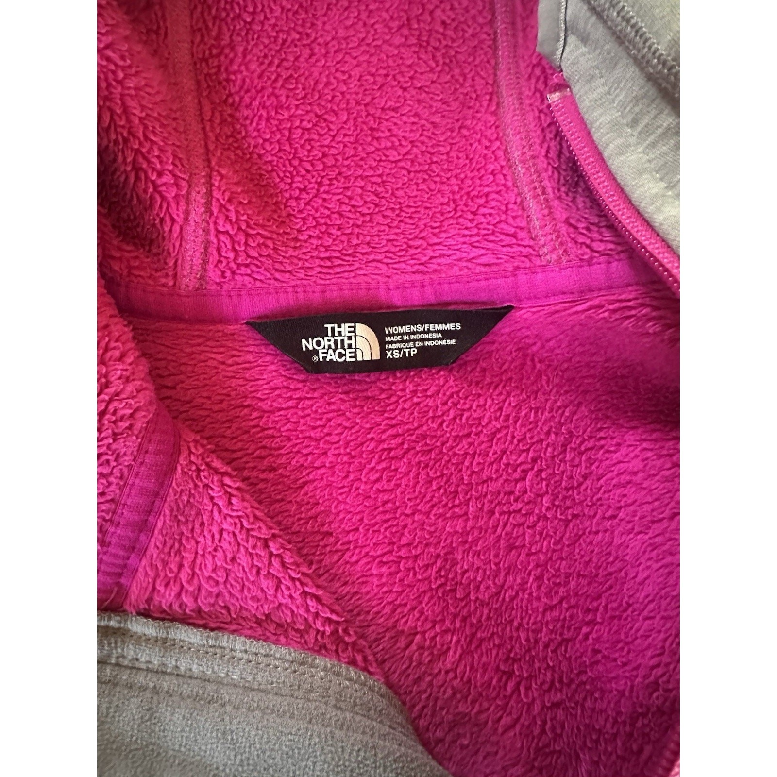 The North Face Raschel Parka Jacket Womens Size XS Grey Fleece Lined Coat Pink thumbnail 2