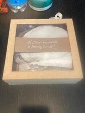 New Hallmark White Christening Baptism "Little Blessings" bib and bonnet set 