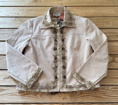 St. John Sport By Marie Gray Women s Button detail full zip Jacket S Tan E2