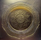 Vintage Federal Glass Patrician Spoke Amber Yellow Depression Dinner Plate, 11"