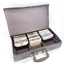 Vintage Lot 15x Rock  Roll Heavy Metal Cassette Tapes  Carrying Case Brown USA