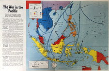 War In The Pacific WWII Map Hammond 2 Page Vintage 1942 Magazine Print