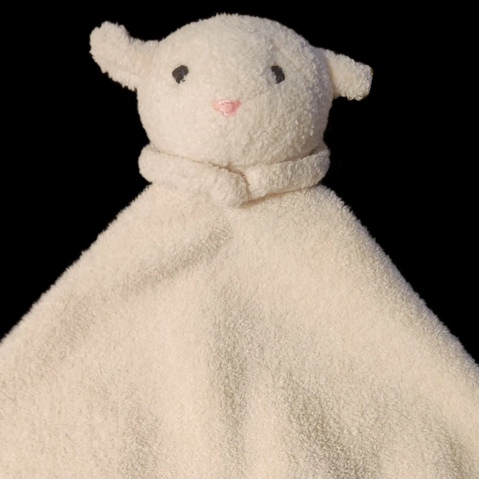 Pottery Barn Kids Lamb Lovey 2010 Plush Blanket 13x13 Cream White Pink Nose Shee - Image 2 of 4