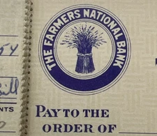 Rome, PA 1954 The Farmers National Bank  4 Blank Checks in Checkbook w/ Register