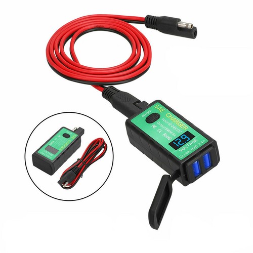 Motorcycle SAE to Dual USB Charger Cable Adapter GPS Phone Charging Waterproof - Picture 1 of 12