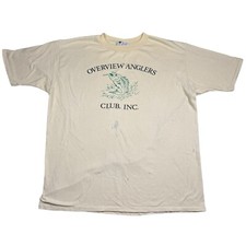 Vintage Overview Anglers Club T-Shirt Sz XXL Pennsylvania Fishing Made In USA