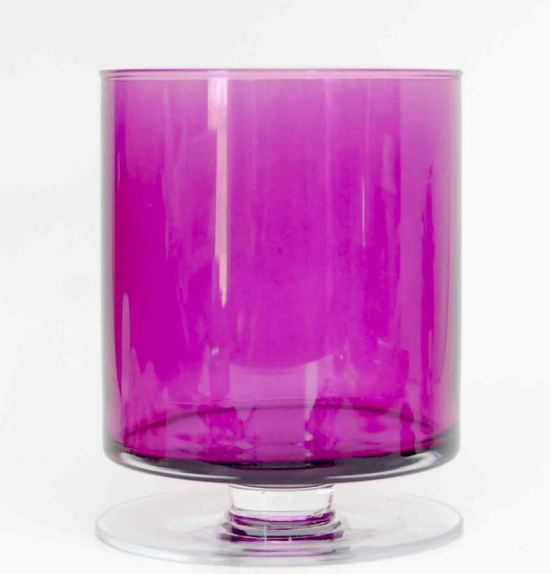 VINTAGE DANISH MODERN SWEDEN CYLINDER PEDESTAL VASE PURPLE AMETHYST