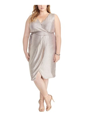 RACHEL RACHEL ROY Womens Purple Sleeveless Midi Party Faux Wrap Dress Plus 1X