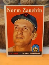 1958 Topps Norm Zauchin Baseball Card 422 Washington Senators 1st Base EX 