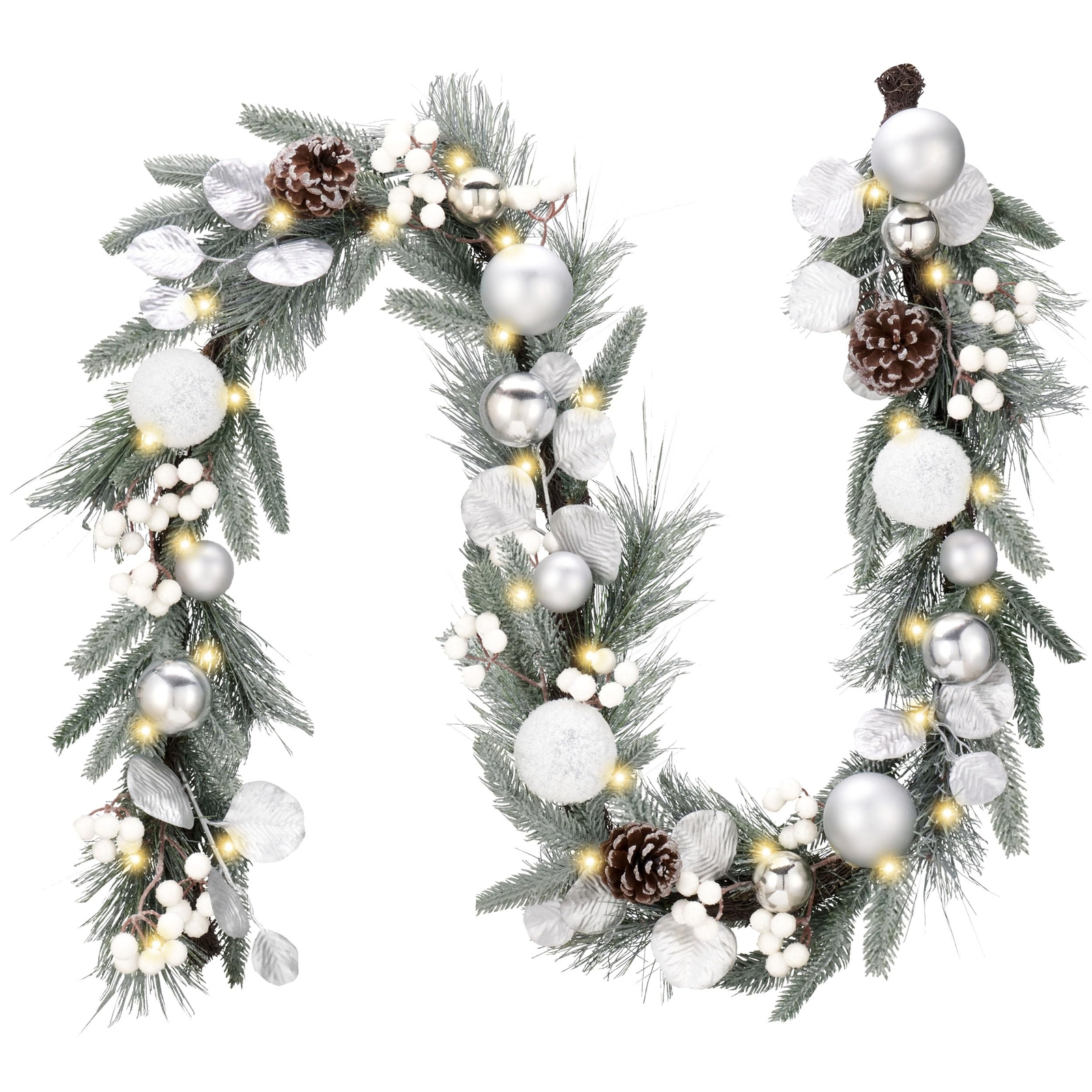 Valery Madelyn 6 feet Pre-Lit Christmas Garland with Light for Mantle, Lighte...