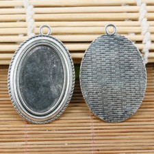 2pcs tibetan silver tone 20x30mm plain oval cabochon settings EF2141